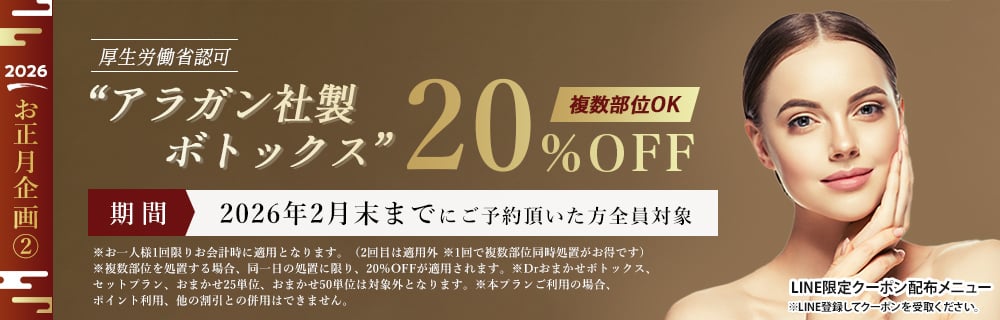 お正月企画 アラガン社製ボトックス20％OFF