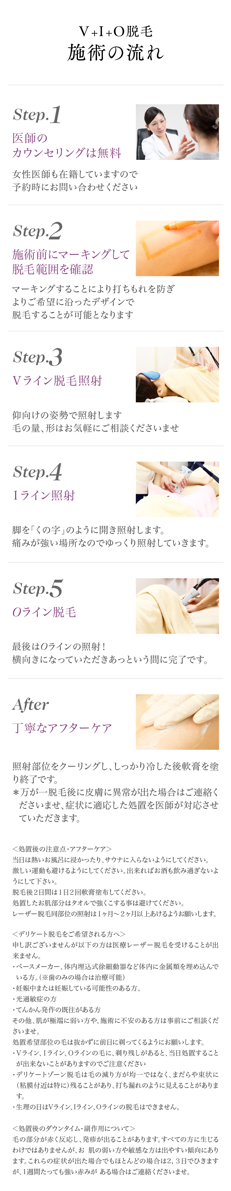 V+I+O脱毛 施術の流れ